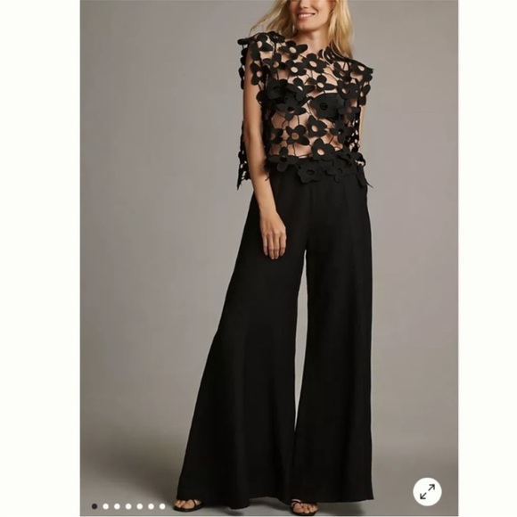 ANTHROPOLOGIE Black High Rise Wide Leg Flare Pants size 4 - Picture 3 of 10